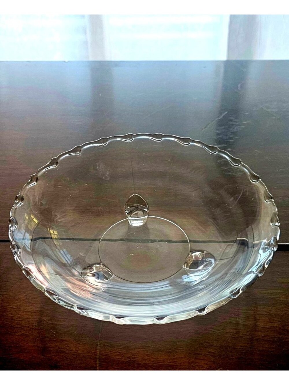 Vintage Fostoria Century Glass Serving Bowl Footed 3Toed Scalloped Candy Dish 7"